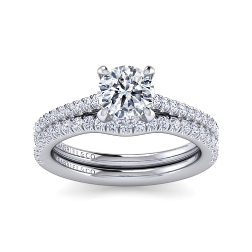 14K White Gold Round Diamond Engagement Ring