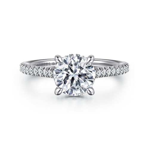 14K White Gold Round Diamond Engagement Ring