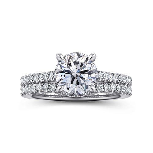 14K White Gold Round Diamond Engagement Ring