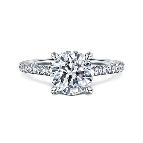 14K White Gold Round Diamond Engagement Ring