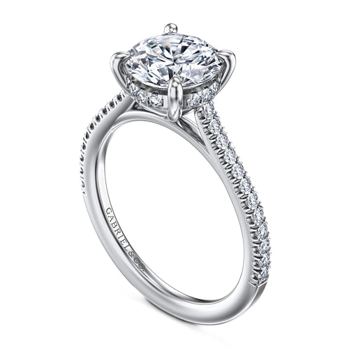 14K White Gold Round Diamond Engagement Ring