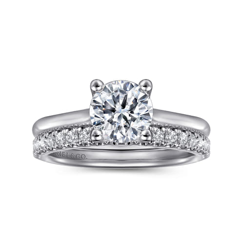 14K White Gold Round Diamond Engagement Ring
