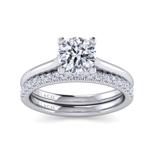 14K White Gold Round Diamond Engagement Ring