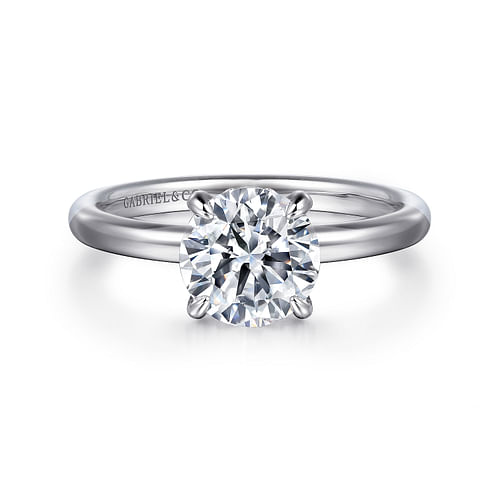 14K White Gold Round Diamond Engagement Ring