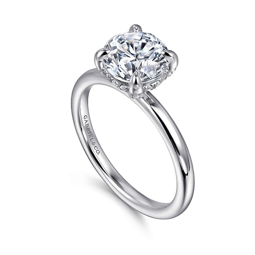 14K White Gold Round Diamond Engagement Ring