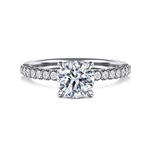 14K White Gold Round Diamond Engagement Ring