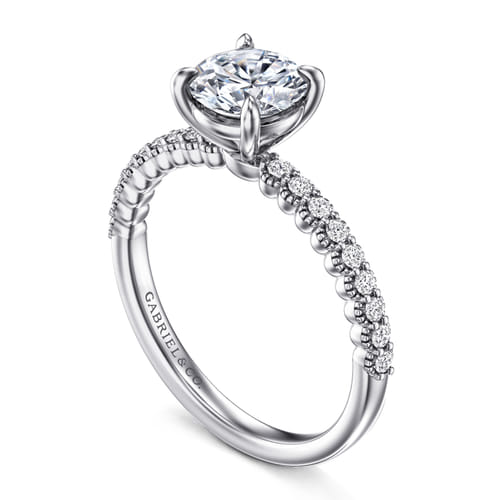 14K White Gold Round Diamond Engagement Ring