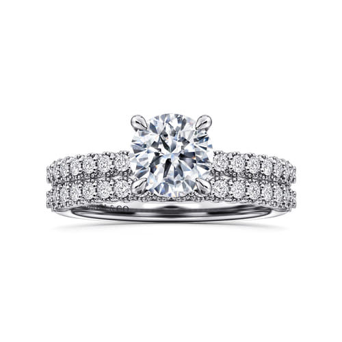 14K White Gold Round Diamond Engagement Ring