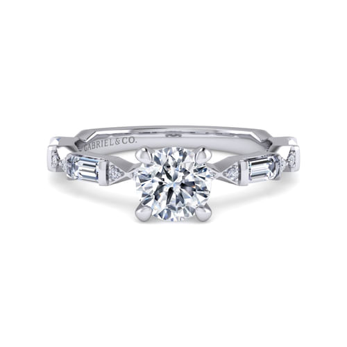 14K White Gold Round Diamond Engagement Ring