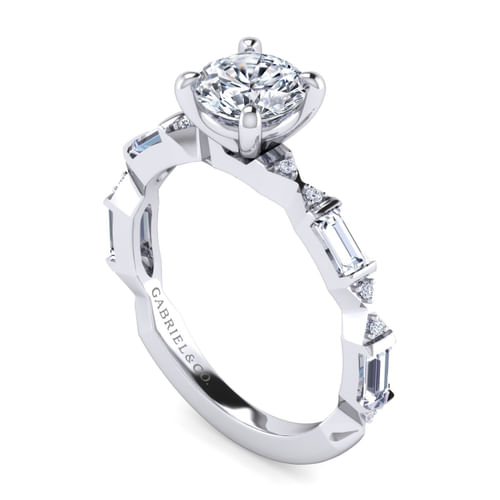 14K White Gold Round Diamond Engagement Ring