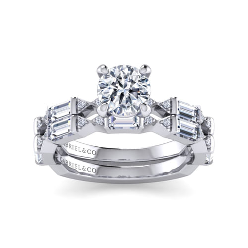 14K White Gold Round Diamond Engagement Ring