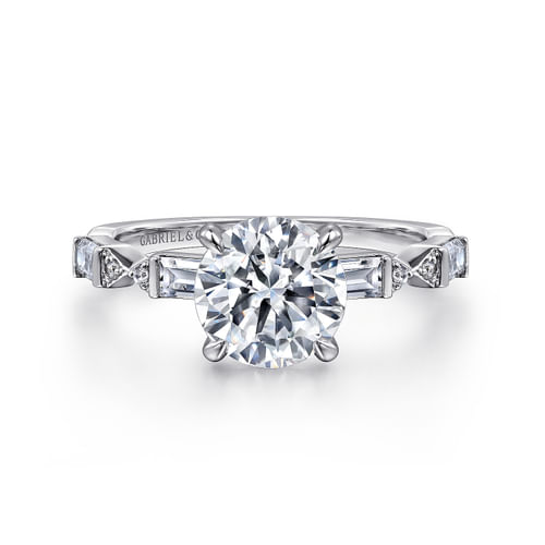 14K White Gold Round Diamond Engagement Ring