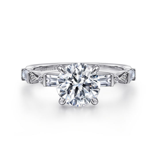 Gabriel - 14K White Gold Round Diamond Engagement Ring