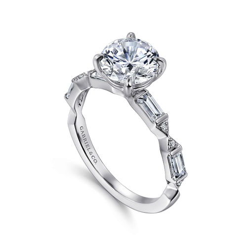 14K White Gold Round Diamond Engagement Ring