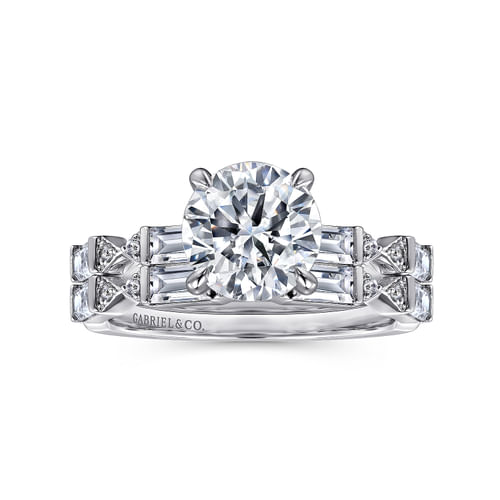 14K White Gold Round Diamond Engagement Ring