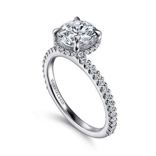 14K White Gold Round Diamond Engagement Ring