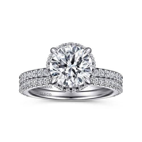 14K White Gold Round Diamond Engagement Ring