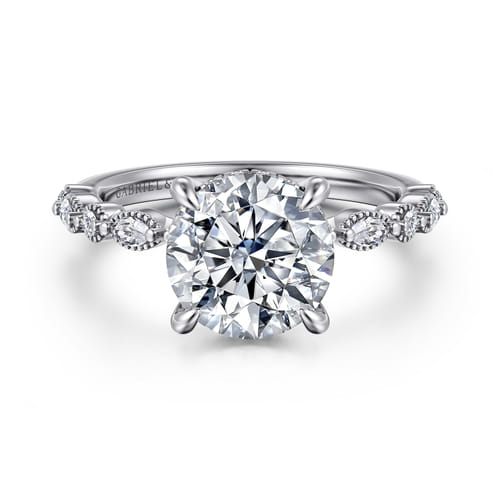 14K White Gold Round Diamond Engagement Ring