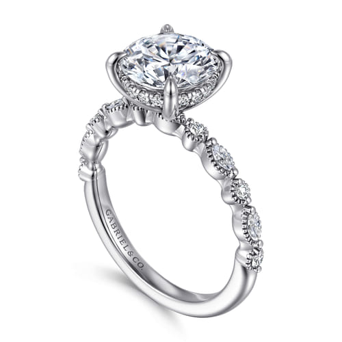 14K White Gold Round Diamond Engagement Ring