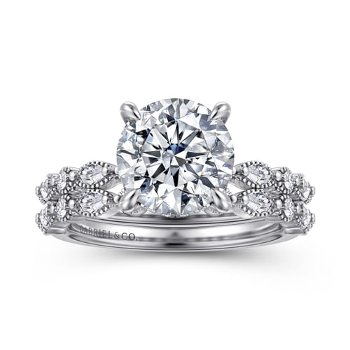 14K White Gold Round Diamond Engagement Ring