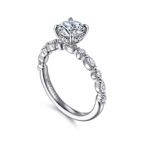 14K White Gold Round Diamond Engagement Ring