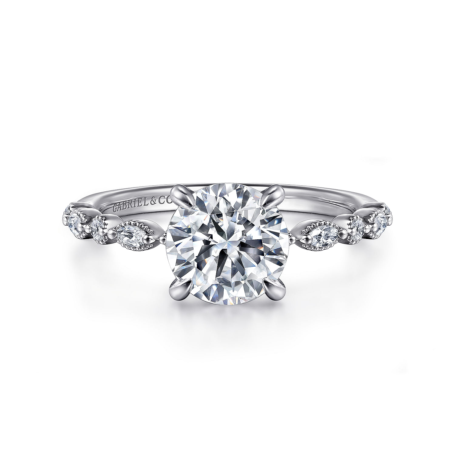 Gabriel - 14K White Gold Round Diamond Engagement Ring