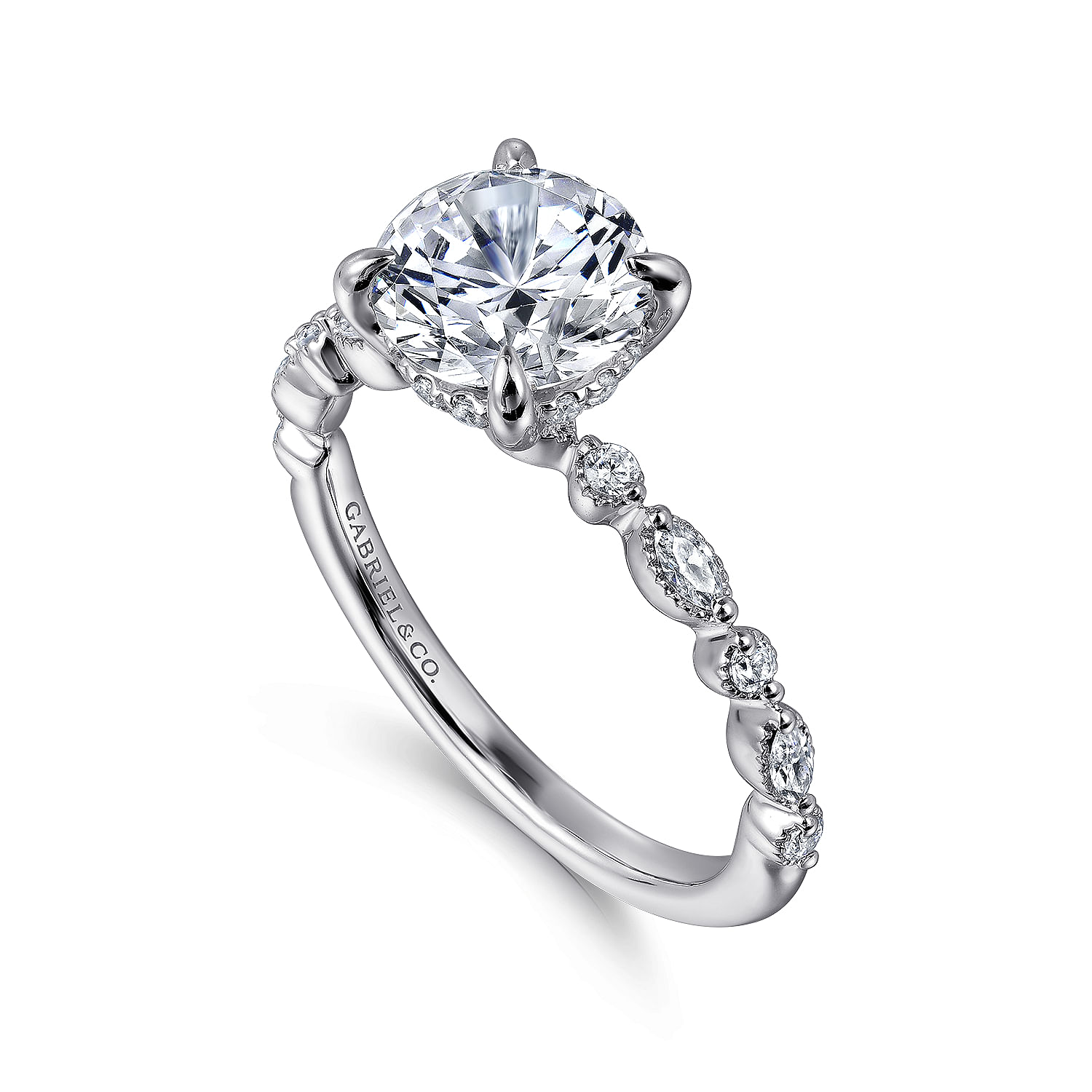 14K White Gold Round Diamond Engagement Ring