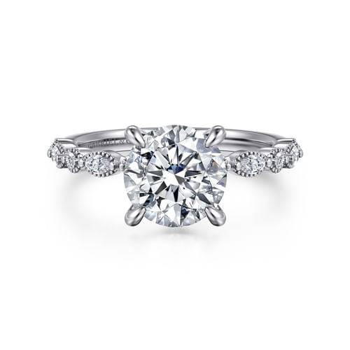 14K White Gold Round Diamond Engagement Ring
