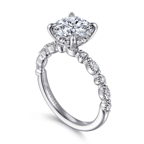 14K White Gold Round Diamond Engagement Ring