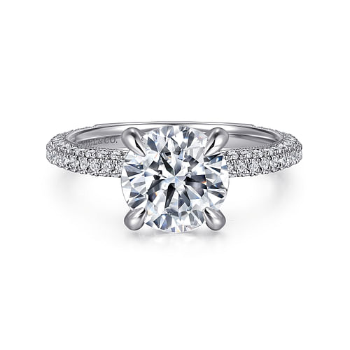 14K White Gold Round Diamond Engagement Ring