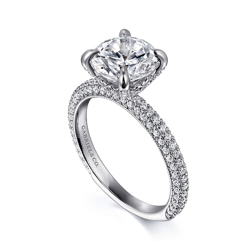 14K White Gold Round Diamond Engagement Ring