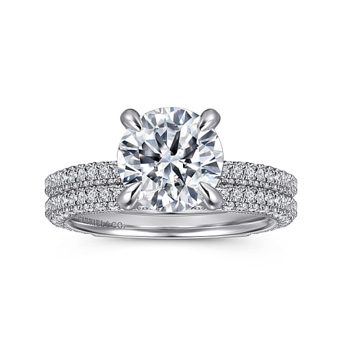 14K White Gold Round Diamond Engagement Ring