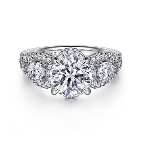 14K White Gold Round Diamond Engagement Ring