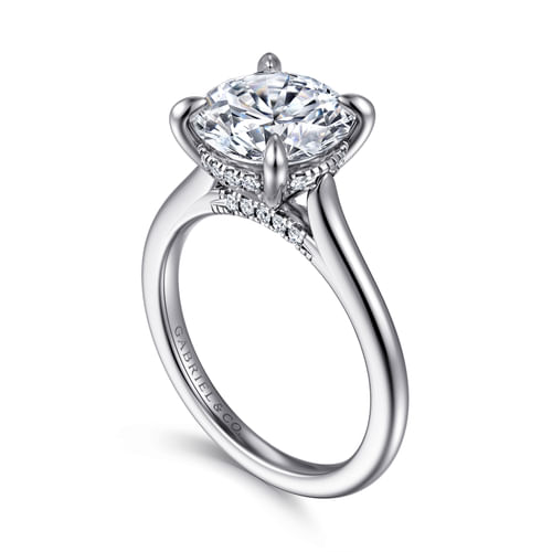 14K White Gold Round Diamond Engagement Ring