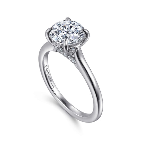 14K White Gold Round Diamond Engagement Ring