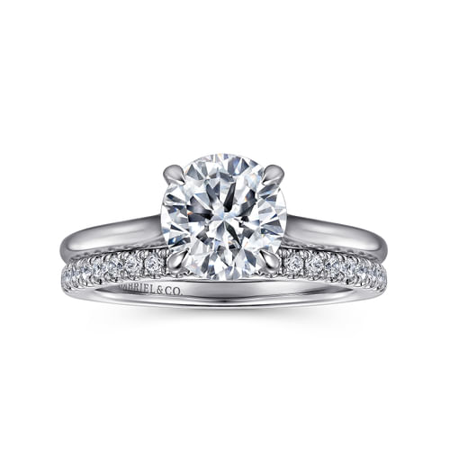 14K White Gold Round Diamond Engagement Ring