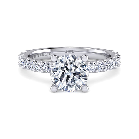 Gabriel - 14K White Gold Round Diamond Engagement Ring