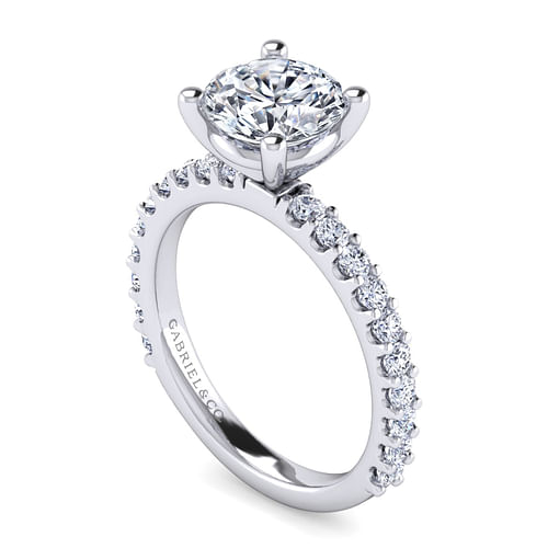 14K White Gold Round Diamond Engagement Ring