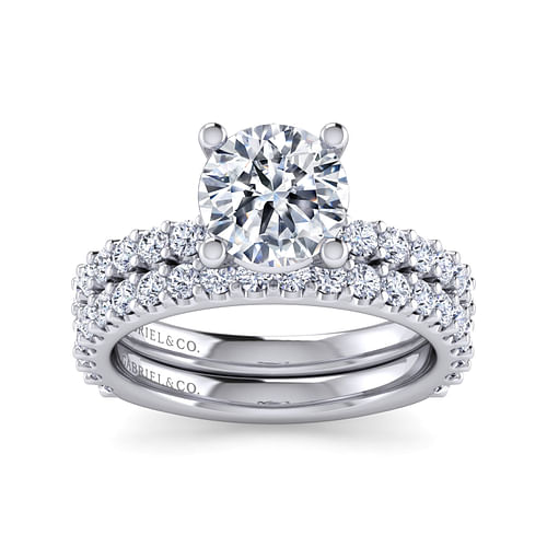 14K White Gold Round Diamond Engagement Ring