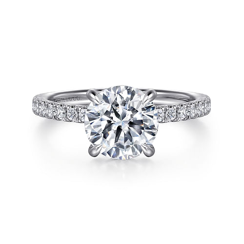 14K White Gold Round Diamond Engagement Ring
