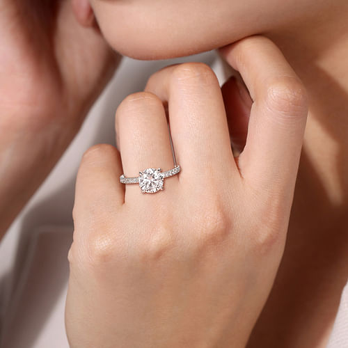 14K White Gold Round Diamond Engagement Ring