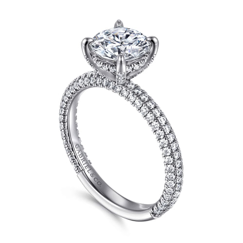 14K White Gold Round Diamond Engagement Ring