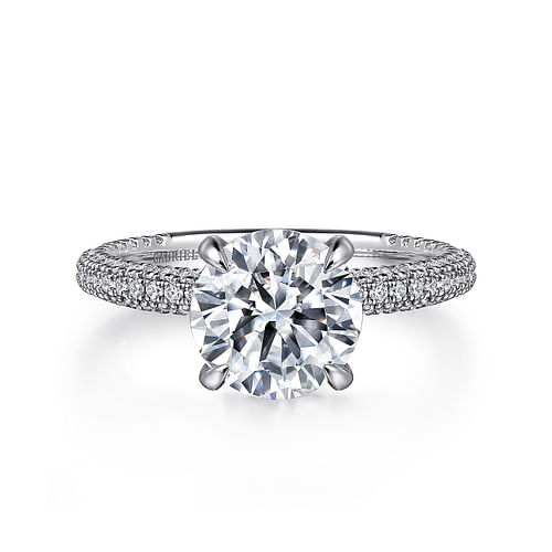 14K White Gold Round Diamond Engagement Ring