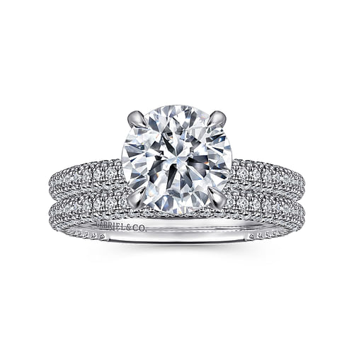 14K White Gold Round Diamond Engagement Ring