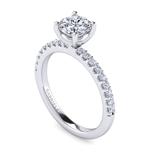 14K White Gold Round Diamond Engagement Ring