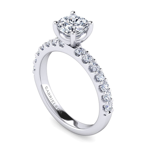 14K White Gold Round Diamond Engagement Ring