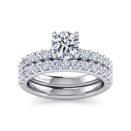 14K White Gold Round Diamond Engagement Ring