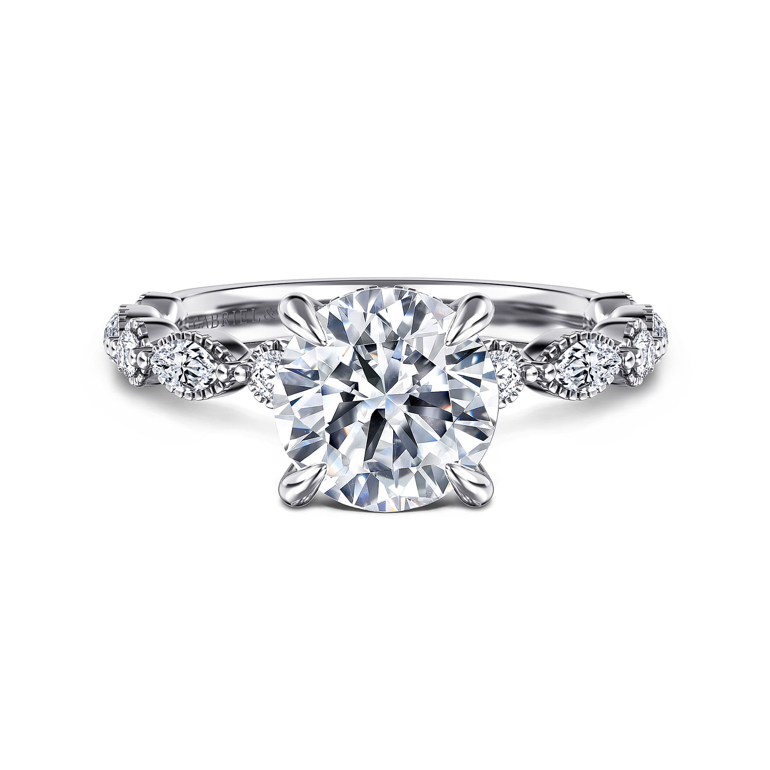 14K White Gold Round Diamond Engagement Ring