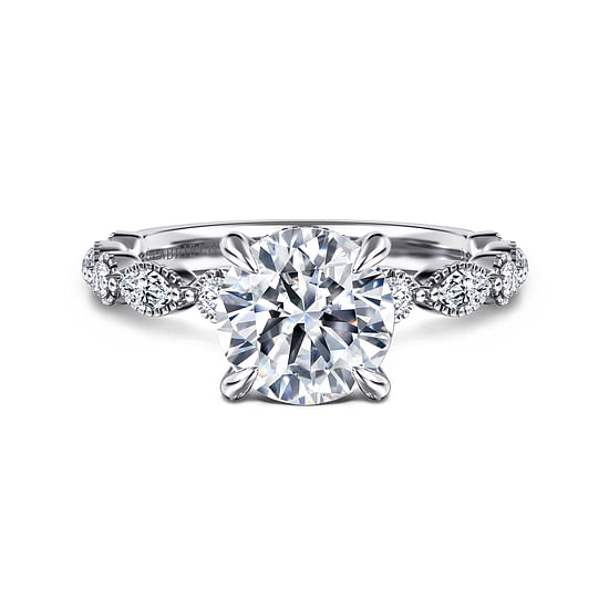 Gabriel - 14K White Gold Round Diamond Engagement Ring