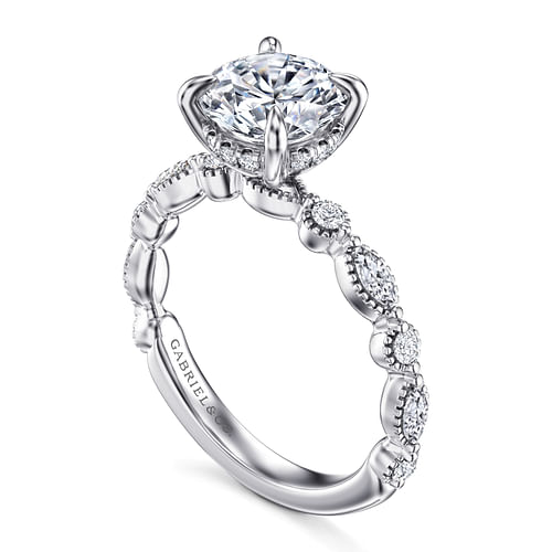 14K White Gold Round Diamond Engagement Ring